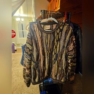 Vintage Coogi Classic Australia Cotton Linen Earth Tone Knit Crewneck Sweater L